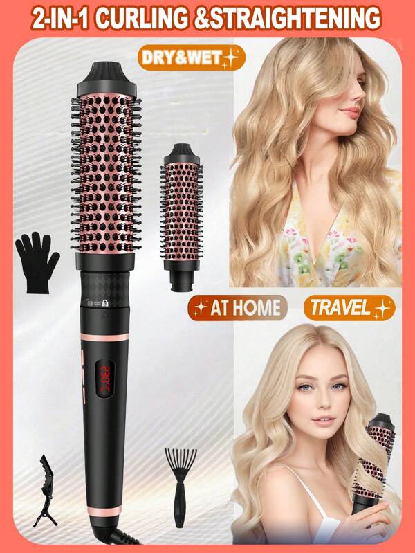 UKLISS Thermal Brush, Multi-Function Curling Brush Hot Brush, 32mm Curling Comb, Hot Brush Creates Root Volume And Loose Curls, Dual Voltage Great For Travel(Black)