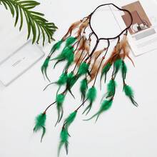 Tiara de Penas Boêmia, Cocar Hippie, Tiara de Fantasia Roxa, Acessórios de Cabelo com Penas para Mulheres, Halloween, Roupas de Praia, Acessórios de Verão - Multicolorido - Visão 7