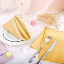 24 de șervețele de satin, șervețele pătrate de 45x45cm, șervețele de cină moi și mătăsoase, potrivite pentru nuntă, petrecere pentru copii, aranjarea mesei pentru petreceri de ziua de naștere, auriu roz