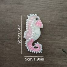 1pc Handmade Beaded Ocean Life Seahorse Fabric Patch, Heart Coconut Tree DIY Applique For Clothing - Multicolor - View 14