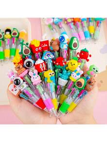 1/20/8/24/12/18pcs Random Cartoon Cute Four-Color Mini Colored Ballpoint Pen For Students, Four-Color Mini Colored Ballpoint Pen - Sets - View 17