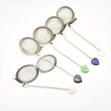 1-10pcs Natural Amethyst, Rose Quartz, Red Jade, Tiger Eye, Black Obsidian Tea Infuser, 304 Stainless Steel Tea Strainer, Tea Infuser Basket With Chain For Loose Leaf Tea, Teapot, Cooking - Multicolor - View 17