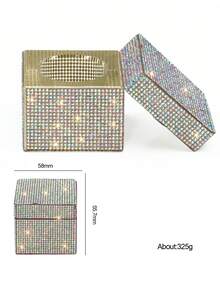 1pc Diamond-Bordered Nail Brush Cleaner Glass Cup With Cover Shiny Rhinestone Glass Manicure Tools - Multicolor - View 16