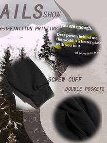 You Are-Enough Women's Hoodie Dear Person Behind Me Hooded Sweatshirt Jacket For Men Women Sweater Black Pullover Oversized Fall Black Hoodies - 黑色 - 查看 5