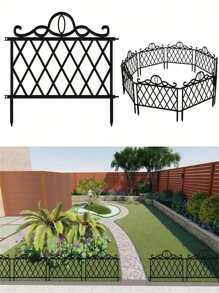 4/10 件耐用塑料装饰花园边界栅栏，可拆卸户外露台植物栅栏，草坪边缘屏障，易于安装