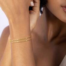 Set Of 2 Elegant Gypsophila Bracelets For Women, 925 Silver Or 18K Gold Plated - 金色 - 查看 1