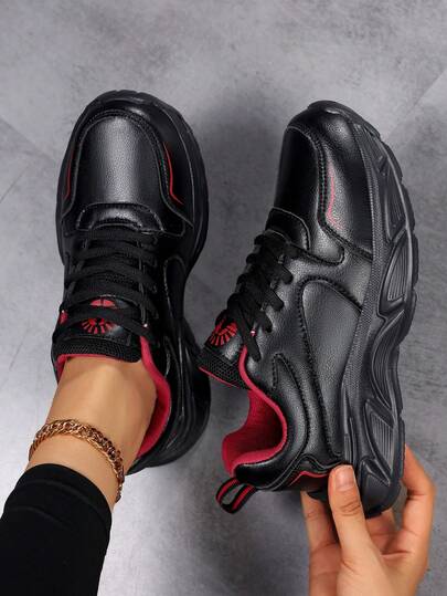 ChunkyChunky Sneakers för kvinnor, Vintage Retro Inspo, Tjock sula, Casual bekväma skor Dam stötdämpande löparskor, 2025 Nya ankomster, Halkfria slitstarka utomhusvandringssneakers Personliga färgblockerande streetwear-sneakers, Hög kostnadseffektiva låga tjocksulade casualskor, mjuk botten andningsbara halkfria promenadskor mjuk botten halkfria bekväma pendlingsskor för kvinnor, lämpliga för långa timmars stående, dagliga promenader