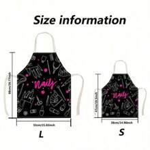 1pc Nail Polish Pattern Apron, Kitchen/Garden Apron, Baking Accessories, Cooking Apron