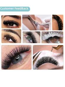 800PCS 20 Rows XXL Tray 2D Promade Volume Fans Lashes Trays Pestañas 0.10mm Thickness C D Curl 8-15mm Mix Natural Long Super Soft Handmade Fans Lashes Extensions Mega Tray Ultra Dark Pointy Thin Base Imported Korean PBT Fiber For Professional Beauty Festive Christmas - màu đen - Xem 7