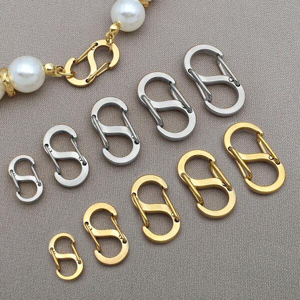 2pcs Stainless Steel Spring Clasps Letter S Buckle Lobster Hooks Connectors For DIY Necklace Bracelets Jewelry Making Fashion Accessories Creative Gift