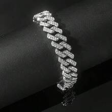 1 件男士时尚菱形链手链，嘻哈链手链万圣节配饰朋克