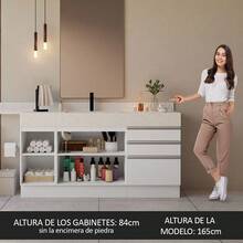 Mueble Modulo Para Baño Gabinete Lavabo Madesa 180cm Color Blanco - Blanco - Ver 5