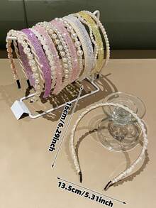 7pcs/Set Women's Elegant Faux Pearl & Rhinestone Embellished Hair Hoops, Versatile Styles For Daily And Party Wear, Recommended As Gift, Hair Band, Makeup, Hair Accessories ,Hairband For Women Headband For Women Head Accessories - Multicolor - View 5