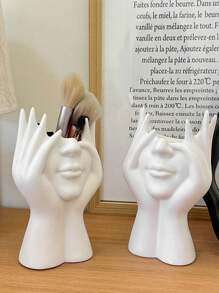 1pc Minimalist Female Beauty Face Makeup Brush Storage, Vase, Suitable For Home Decor, Bedroom Decor, Office And Students, Storage,Wedding Decor,House Decor,Jewelry Organiser,Party Decorations,The Best Gift