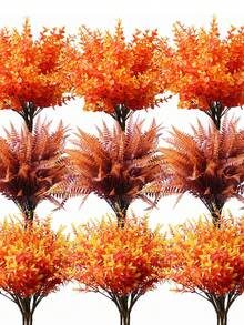 9 paquetes de plantas artificiales de hierba resistentes a los rayos UV, plantas falsas de arbustos de plástico para interiores y exteriores