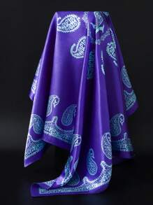 1pc 35.4 Inch Square Scarf, Fashion Printed 90cm Scarf Shawl Neckerchief Luxury Silk Feeling For Women, All Season