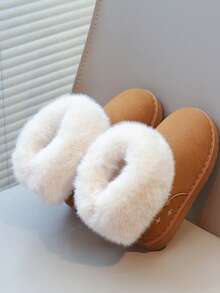 1 Pair Kids Snow Boots With Furry Trim, Warm & Insulated Children's Winter Snow Boots - Brown - View 5