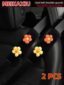 MEIKAXIU 1pc/2pcs New Floral Plush Comfortable Car Seat Belt Shoulder Cover, Safety Belt Decoration, Car Decor, Fashion Business Pink For Women - Small Flower Plush Shoulder Pad - View 22