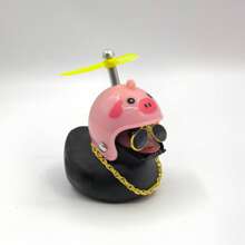 1 件经典橡胶鸭自行车车把装饰 - 带螺旋桨、眼镜、金链和喇叭，亮黑色，适用于自行车零件、自行车配件 | 独特设计 | - 黑色 - 查看 13