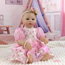 1pc Soft Cloth Body Half Glue Simulation Dolls 46cm Pink Dress Cute Reborn Doll Playing House Accompanying Toys Birthday Gifts