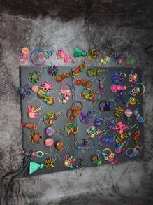 2 Paar bunte bohemische Regenbogen-Ohrringe, modische gewebte unisex Paar-Ohrringe, geeignet für den Alltag, Festivals, Schulanfang, Weihnachten, Paar-Schmuck (Zufallsfarbe)