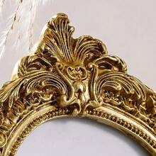 1pc Vintage European Style Gold Floral Arch Shaped Decorative Photo Frame, Resin Artistic Embossed Luxurious Frame With Glass Panel, Suitable For Wedding, Holiday Souvenirs, And Indoor/Outdoor Home Decor - Multicolor - View 5
