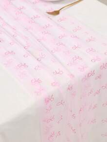 1pc Pink Bow Table Runner, Dining Table Center Decor Tablecloth, Birthday Party Decor Tablecloth, Birthday Decor, Girls Birthday Decor, Home Decor, Wedding Decor, Bridal Shower Decor Tablecloth, Party Decor, Bow Decor, 2026 New Year - Pink Bow - View 5
