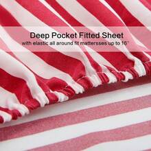 Best Season 4 Piece Bed Sheet Set - Full Size - Soft Microfiber Bedding Sheet Set, Deep Pocket, Stain, Fade & Wrinkle Resistant (Plaid Black & White), Luxury Comfortable - 條紋酒紅色 - 查看 8