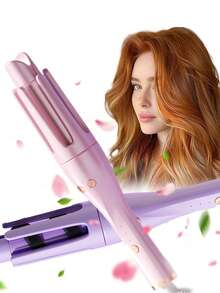 2-In-1 Automatic Curling Iron And Straightener, Fast Ceramic Fast Heating Ceramic Curling Wand With Rotating Barrel, 3 Temperature Settings, Anti-Scald Non-Corded Hair Styler - Perfect For Beach Waves & Sleek Straight Hair, Ideal For Travel & Daily Styling | Professional Ceramic Hair Styling Tool With Detachable Barrel, Instant Straight Straightening Iron