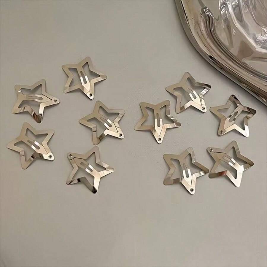Star Hair Clips, Silver Metal BB Clips, Cool And Sweet Accessories For Girls - 銀色 - 查看 1