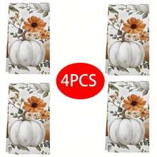 2/4/6/48 piezas Toallas de cocina/manos suaves con estampado de calabaza y floral, multiusos, paños de cocina de secado rápido, adecuados para la cocina, celebraciones, bodas, decoración y talla grande - Multicolor - Ver 14