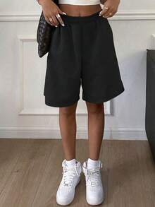 3pcs Teen Girls Loose Pocket Casual Shorts, Comfortable Indoor Home Wear, Outdoor Sports Milk Silk Shorts, Suitable For Spring, Summer, Autumn