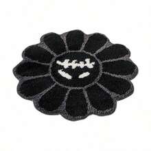 1 tấm thảm tròn họa tiết hoa hướng dương phong cách Halloween - Thảm lông xù trung bình mềm mại, chống trượt, có thể giặt được WeRugz cho phòng khách và phòng ngủ, có thể giặt bằng máy, mặt sau bằng cao su - màu đen - Xem 4