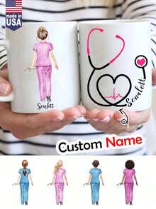1pc Custom Nurse Gifts For Women, RN Mug, Personalized Nurse Coffee Mug, Nurse Appreciation Gift, Registered Nurse Gifts For Birthday Graduation Nurse's Day, Novelty Coffee Mug, Durable High-Quality, Ideal Grad Gifts For Her - To Nurse - View 1