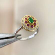 Nhẫn vàng hai tông màu đá Cubic Zirconia đỏ Boho cổ điển dành cho nữ Nhẫn bạc độc đáo Nhẫn thủ công Thổ Nhĩ Kỳ Quà tặng trang sức dự tiệc hàng ngày - Nhiều màu - Xem 3