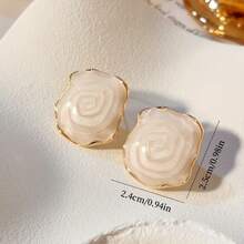 1 Pair Of Simple Retro Oil Drop Irregular Geometric Square Earrings, Elegant And Suitable For Women To Wear At Parties And Banquets - trắng - Xem 7