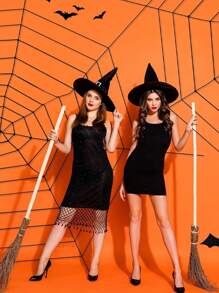 Decorațiune de Halloween cu pânză de păianjen, pânză de păianjen falsă rotundă gigantică pentru casă bântuită înfricoșătoare, Halloween, Halloween, petrecere de grădină în aer liber și interior, recuzită realistă cu sfoară de păianjen înfricoșător