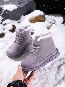 Children's Hiking Boots, Thermal Lining, Wide Toe Box, Suitable For Boys And Girls Daily Casual And Outdoor Hiking, Camping, Autumn/Winter New - Purple - View 5