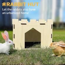 1pc/Set Wooden Rabbit Hideout Castle, Wooden Rabbit Houses And Hideouts For Indoor Bunnies, Chinchillas, Hamsters And Guinea Pigs - Multicolor - View 7