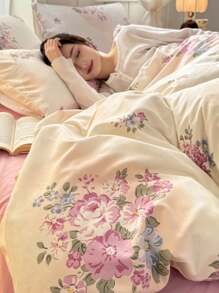 3 件套加厚涤纶清新印花可水洗床上用品套装,适合男孩和女孩宿舍,包括 1 个羽绒被套和 2 个枕套(无填充物) - 彩色 - 查看 12