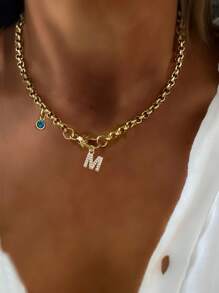 1 PIEZA Collar con inicial dorada de la A a la Z, collar con 26 letras, adecuado para regalos exquisitos de vacaciones, collar con significado especial, cadena de acero inoxidable