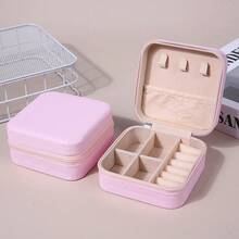 1 caixa de joias de couro portátil para pulseiras, colares, brincos, anéis, necessaire de verão para mulheres, organizador de armazenamento, presente de viagem, volta às aulas