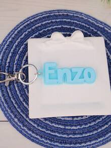 Etiqueta de nombre para mochila, llavero de acrílico personalizado, etiqueta de acrílico personalizada, etiqueta para bolsa de pañales, etiqueta para lonchera, etiqueta para niños, llavero personalizado para Acción de Gracias, Navidad, familia, novia, mamá, regalos, accesorios personalizados, estilo casual callejero - plateado - Ver 25