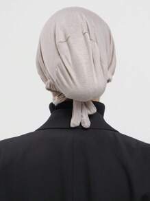 1 件女士纯色人造丝嵌入式抽绳可调节头带围巾帽