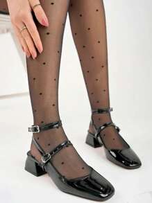 1 件女士波尔卡圆点提花超薄连裤袜，无缝塑腿紧身裤，性感透明