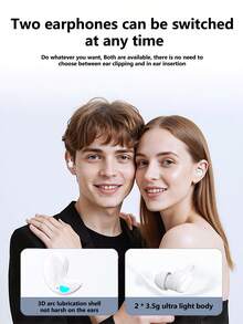 NEW SENYANG 2025新款真无线入耳式/夹式TWS情侣时尚双耳耳机，迷你情侣耳塞，音乐耳塞，游戏TWS HIFI低音立体声ENC高清通话耳机，适用于安卓手机，运动耳机，智能耳机 - Q12 - 查看 6