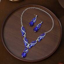 新品热销水钻耳环和项链套装，婚礼新娘珠宝配饰