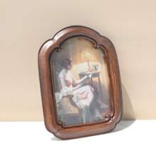 SUSUZUKU 1pc Vintage Retro Resin Picture Frame, American/European Countryside Style, Dark Wood Color Background Home Decor Photo Frame