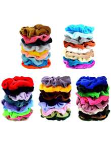 20 件随机颜色发圈天鹅绒弹性发带发圈发绳发圈女童发饰 - 节日季节的绝佳礼物