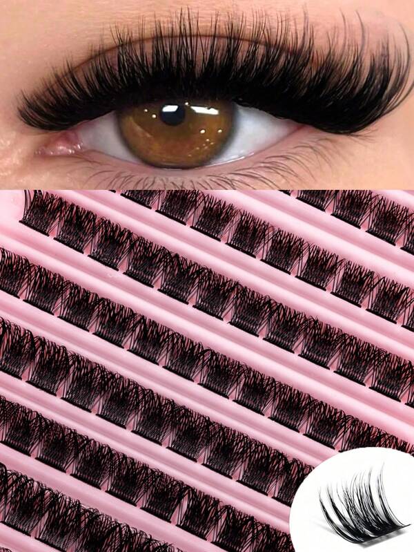 120PCS Individual Lash Clusters D Curl 8-16mm Wide Stem DIY Lash Clusters Natural Look&Extra Thick Reusable Individual Eyelash Extension Kit For Self Use At Home Or On-The-Go For Daily Life&Wedding&Dating&Party&Music Festival&Spring Day&Travel